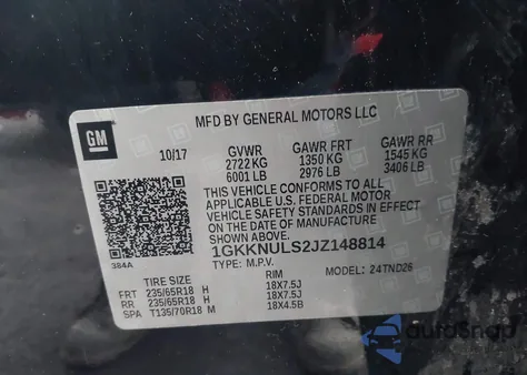 2018 GMC Acadia Slt-1 from USA, damaged, VIN 1GKKNULS2JZ148814